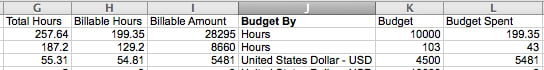 Budget By Column in Projects Export